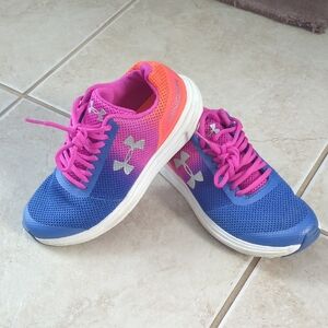 Under Armour Blue, Pink, and orange Athletic Shoes sneakers girls size 4